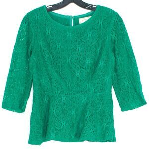 Moulinette Soeurs Top Floral Lace Cottage Romantic Boho Feminine Prairie Green 6